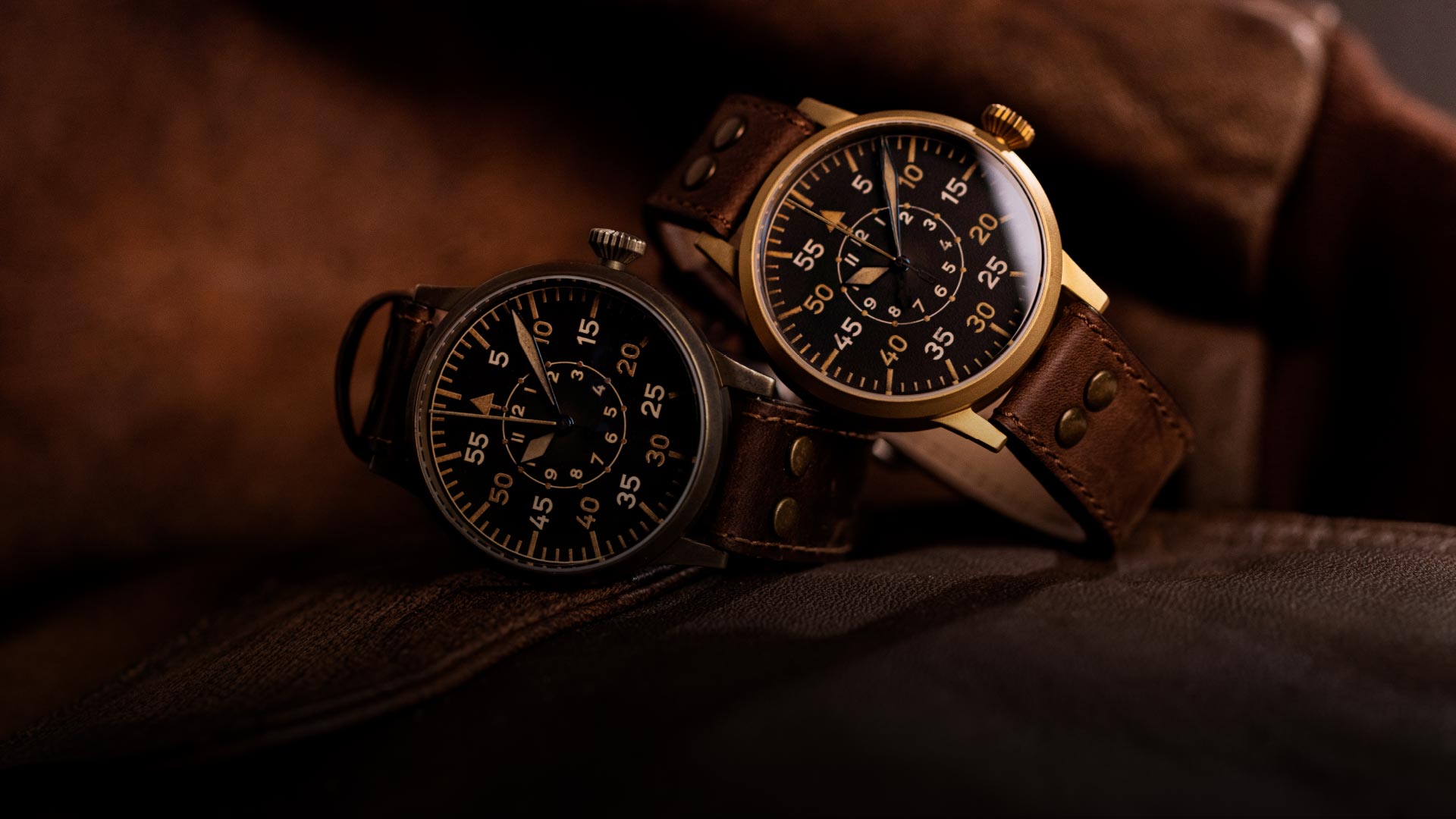 Laco pilot watches made of bronze