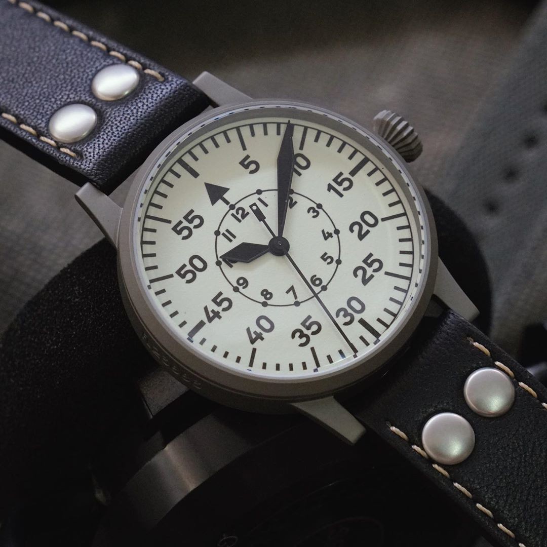 We like our aviators historical, movements mechanical and dials lumed. Full-lumed.

Let’s check those boxes with the Laco Wien in 42mm—its design is unchanged from WWII, runs on a Swiss ETA2824 automatic movement and the whole dial is covered in Superluminova for that full-moon-on-the-wrist nights.

Also available in a Type A dial variant. 

https://www.redarmywatches.com/shop/laco-pilot-wien/automatic
