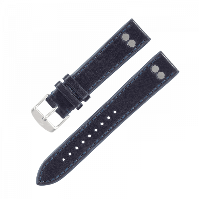 Watch straps Leather strap blue XL 18 mm
