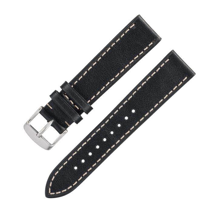 Watch straps Leather strap black „Stuttgart / Karlsruhe“