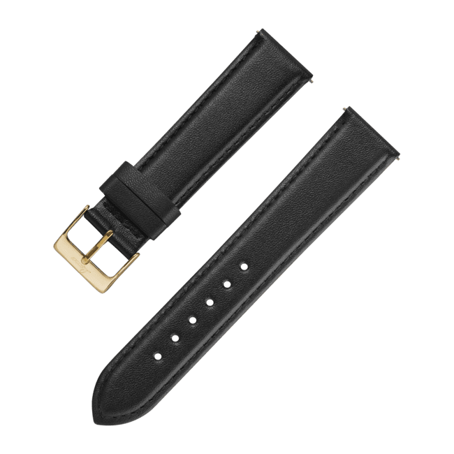Watch straps Leatherstrap black 20 mm