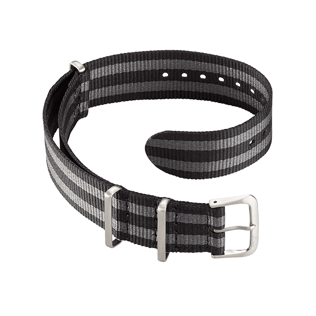 Uhrenarmbänder Durchziehband Nylon Schwarz-Grau 18 mm